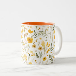 Caneca De Café Em Dois Tons Flores selvagens 15 oz