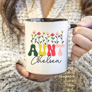 Caneca De Café Em Dois Tons Flores selvagens O bebê revela a gravidez personal
