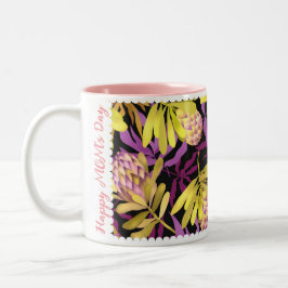 Caneca De Café Em Dois Tons Flores Selvagens Roxo Proteico
