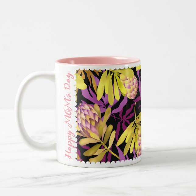 Caneca De Café Em Dois Tons Flores Selvagens Roxo Proteico (Esquerda)