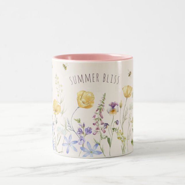 Caneca De Café Em Dois Tons Flores silvestres, Felicidade de Verão (Centro)
