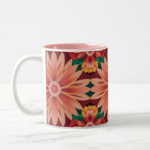 Caneca De Café Em Dois Tons Flores tropicais IA Arte Mug de dois tons
