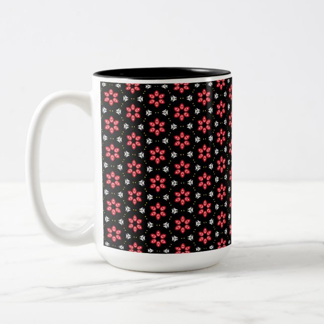 Caneca De Café Em Dois Tons Flores Vermelhas (Esquerda)