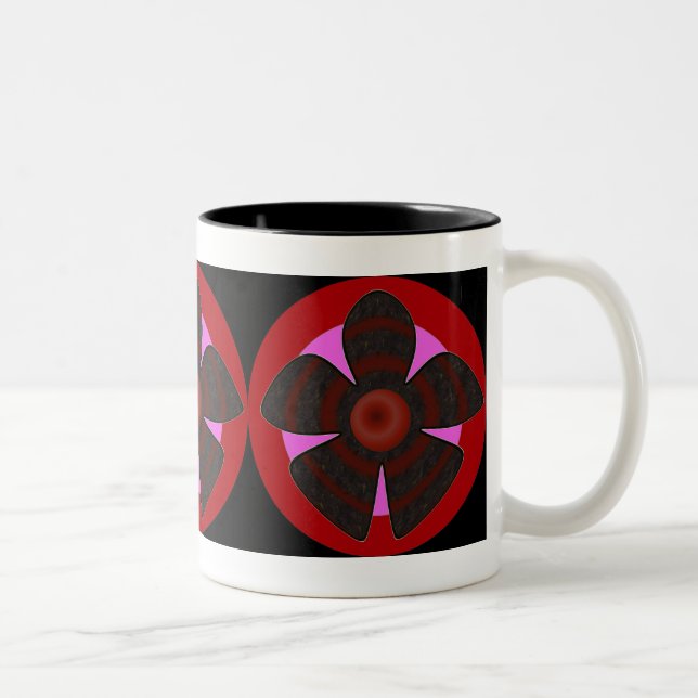 Caneca De Café Em Dois Tons flores vermelhas e pretas (Direita)
