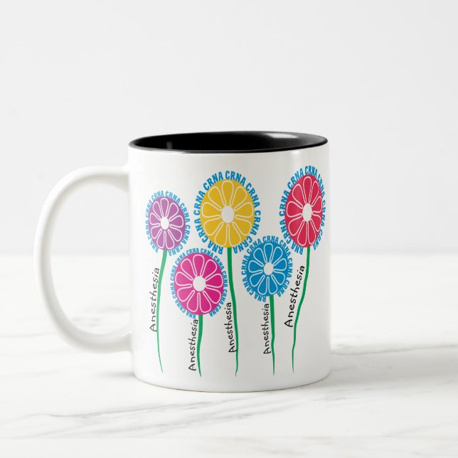 Caneca De Café Em Dois Tons Flores Whimsical CRNA (Esquerda)