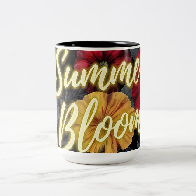Caneca De Café Em Dois Tons Florescer de Verão (Centro)