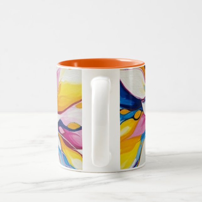 Caneca De Café Em Dois Tons Florescimento Radiante - Explosão Floral Abstrata (Alça)