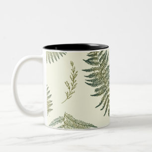 Caneca De Café Em Dois Tons Floresta Botânica Ferns 1.1 Creme Amarelo BG