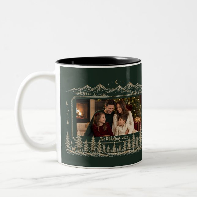Caneca De Café Em Dois Tons Floresta Caprichosa de Árvores de Natal (Esquerda)