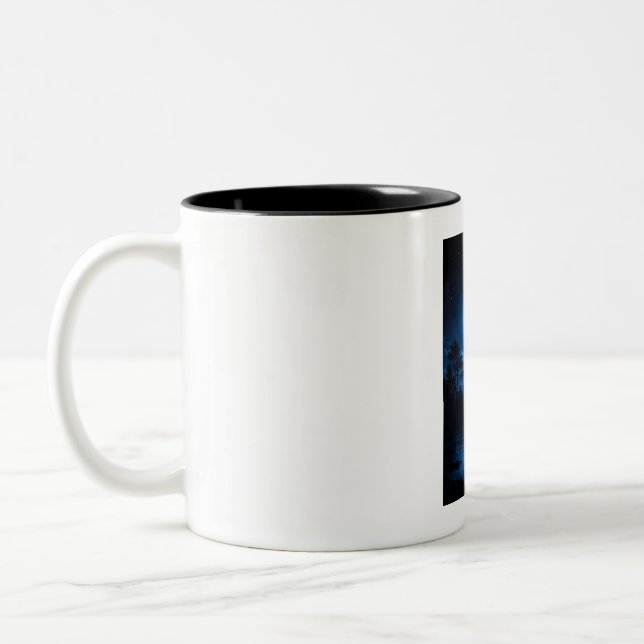 Caneca De Café Em Dois Tons Floresta Celestial Iluminada pela Lua Estética (Esquerda)