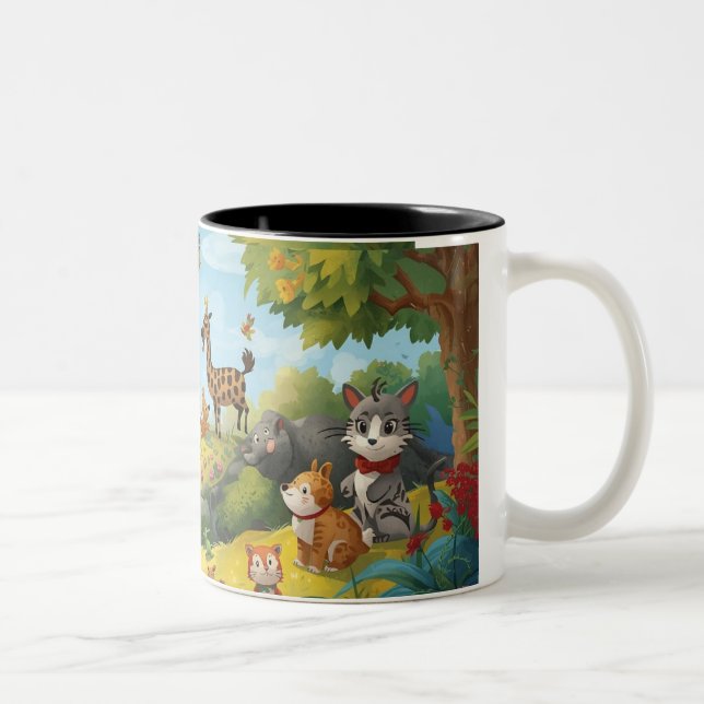 Caneca De Café Em Dois Tons floresta encantada com animais (Direita)