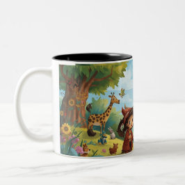 Caneca De Café Em Dois Tons floresta encantada com animais