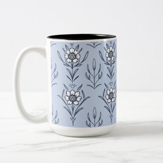 Caneca De Café Em Dois Tons Florim azul (Esquerda)