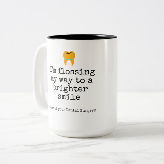 Caneca De Café Em Dois Tons Flossing brighter smile (Frente Esquerda)