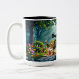 Caneca De Café Em Dois Tons Flower Gnome Cerâmica