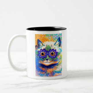 Caneca De Café Em Dois Tons Flowers eyes cat by Louis Wain
