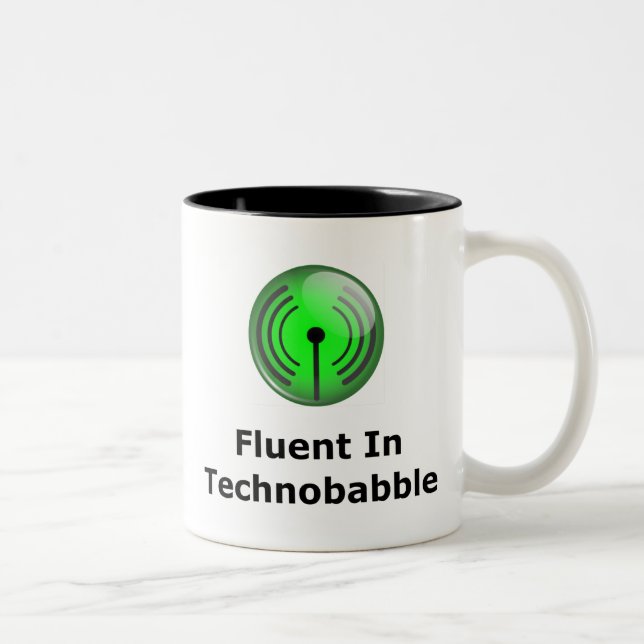 Caneca De Café Em Dois Tons Fluente em Technobabble (Direita)