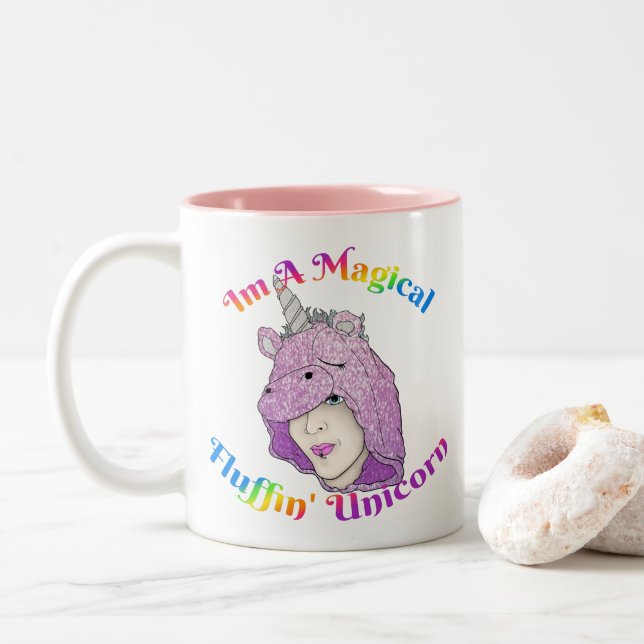 Caneca De Café Em Dois Tons Fluffin mágico - caneca de dois tons (Com Donut)