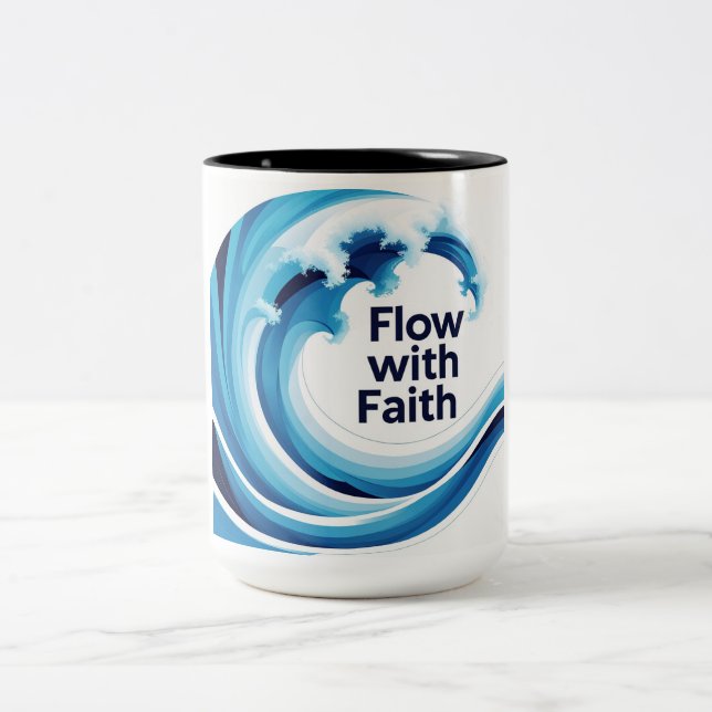 Caneca De Café Em Dois Tons Fluxo com fé (Centro)