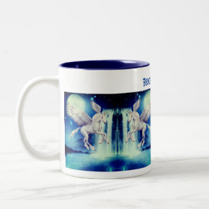 Caneca De Café Em Dois Tons Flying Unicorn Waterfall Fantasy Personalizado