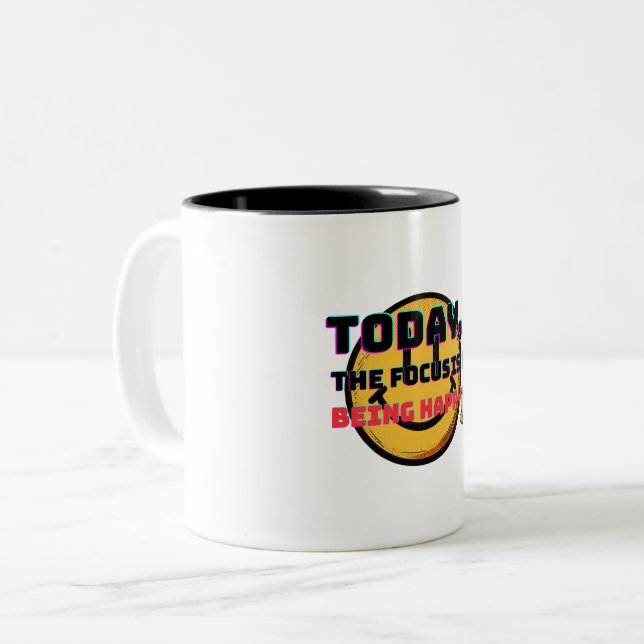 Caneca De Café Em Dois Tons Foco em Ser Feliz (Frente Esquerda)