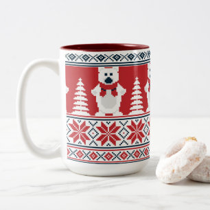 Caneca De Café Em Dois Tons Fofo e Moderno Christma Snowman Knited