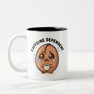 Caneca De Café Em Dois Tons Fofo Kawaii Café em Lágrimas Dependente de Cafeína