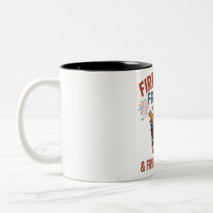 Caneca De Café Em Dois Tons Fogos de artifício Liberdade & Frango Fried, Engra