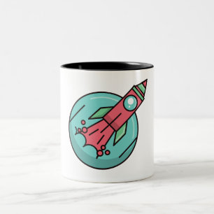 Caneca De Café Em Dois Tons foguete espacial