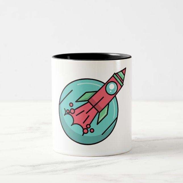 Caneca De Café Em Dois Tons foguete espacial (Centro)
