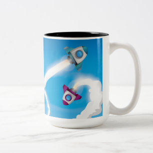 Caneca De Café Em Dois Tons Foguetes!