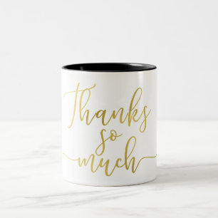 Caneca De Café Em Dois Tons Foil de Ouro Falso Obrigado Gratidão Muito Obrigad