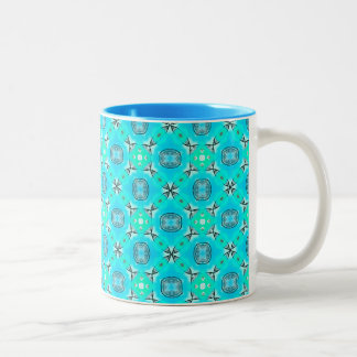 Caneca De Café Em Dois Tons Folha moderna do abstrato azul elegante da cerceta