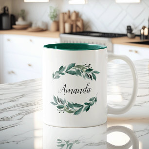 Caneca De Café Em Dois Tons Folhagem Abundant Personalizada
