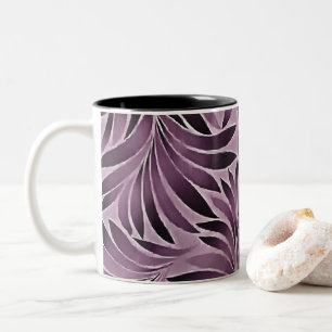 Caneca De Café Em Dois Tons Folhas bonitas em roxo de beringela