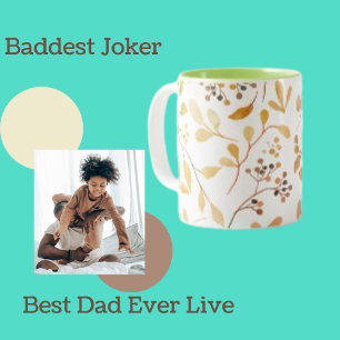 Caneca De Café Em Dois Tons Folhas Botânicas Flor Impressão