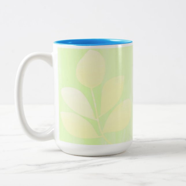 Caneca De Café Em Dois Tons folhas de abstrato (Esquerda)