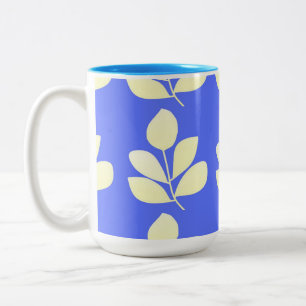 Caneca De Café Em Dois Tons folhas de abstrato