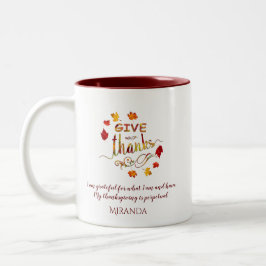 Caneca De Café Em Dois Tons Folhas de Aquarela de Queda Dão Monograma aos Obri