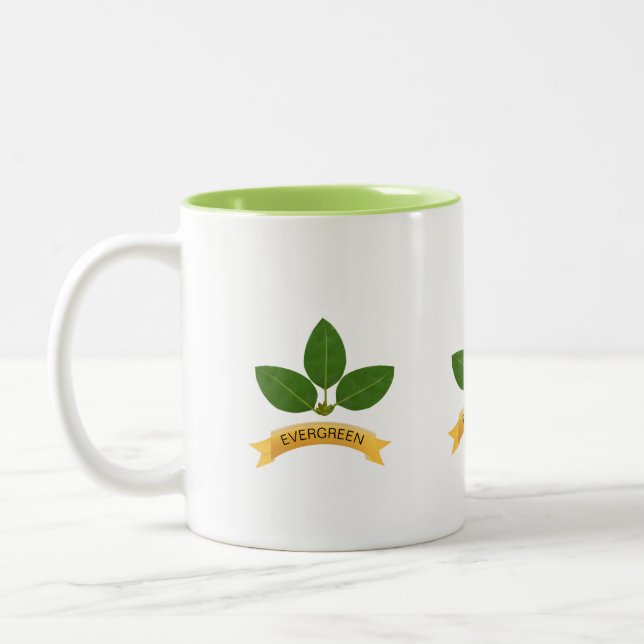 Caneca De Café Em Dois Tons Folhas de baía verdes (Esquerda)