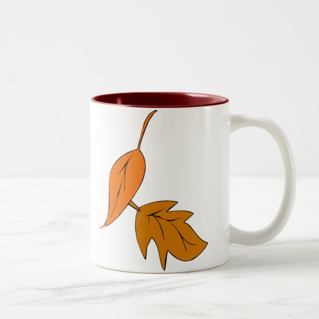 Caneca De Café Em Dois Tons Folhas de Laranja (Direita)