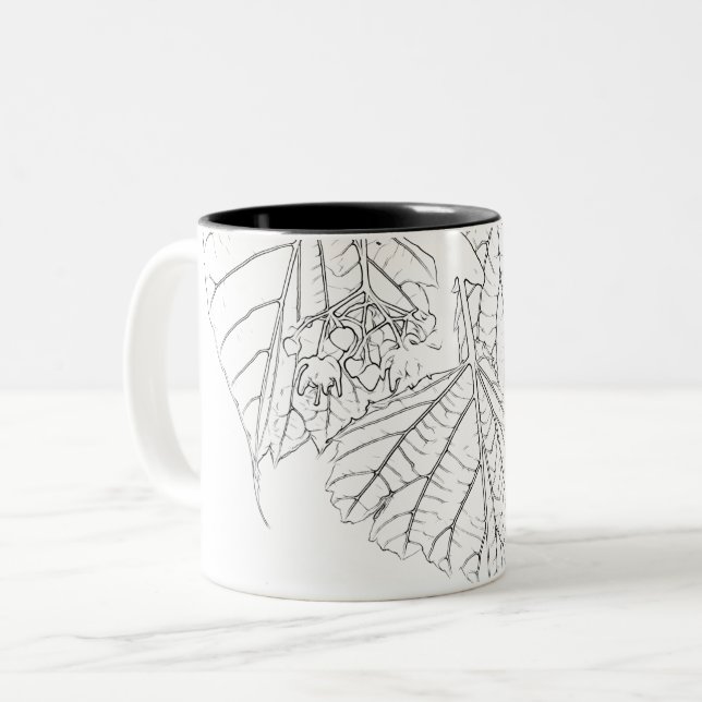 Caneca De Café Em Dois Tons Folhas de madeira (Frente Esquerda)