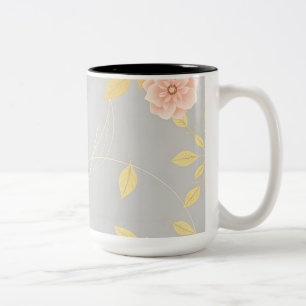 Caneca De Café Em Dois Tons Folhas de ouro com Deco de Arte Floral Esmagado
