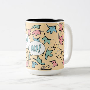 Caneca De Café Em Dois Tons Folhas de Pastel Amarelas