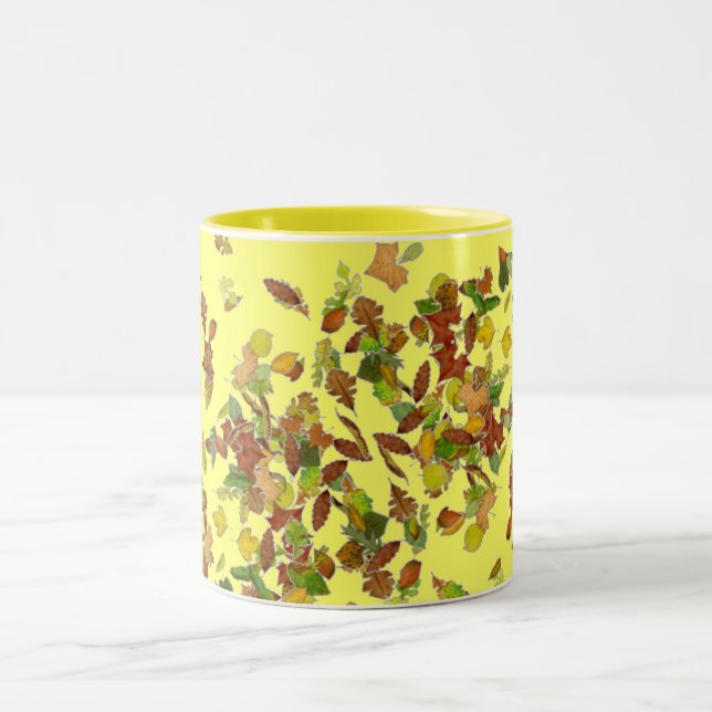 Caneca De Café Em Dois Tons FOLHAS DE QUEDA/ OUTONO, Amarelo (Centro)