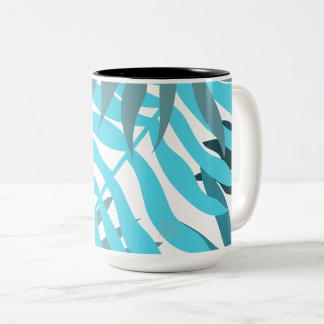 Caneca De Café Em Dois Tons Folhas Longas Natureza Bonita (Frente Esquerda)
