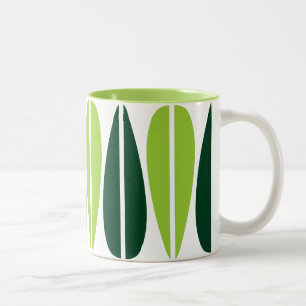Caneca De Café Em Dois Tons Folhas Retrospectivas - Verde Marciano e Verde Esc