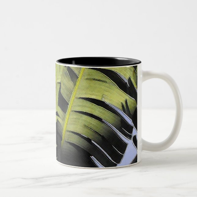 Caneca De Café Em Dois Tons Folhas tropicais (Direita)