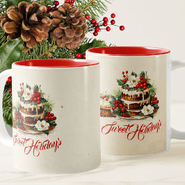 Caneca De Café Em Dois Tons Foliage de inverno personalizada Scandi Natal