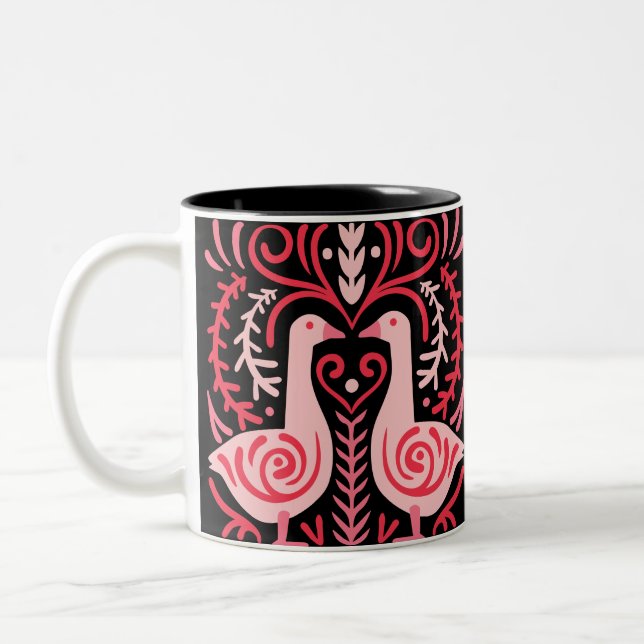 Caneca De Café Em Dois Tons Folk Art V.01 (Esquerda)